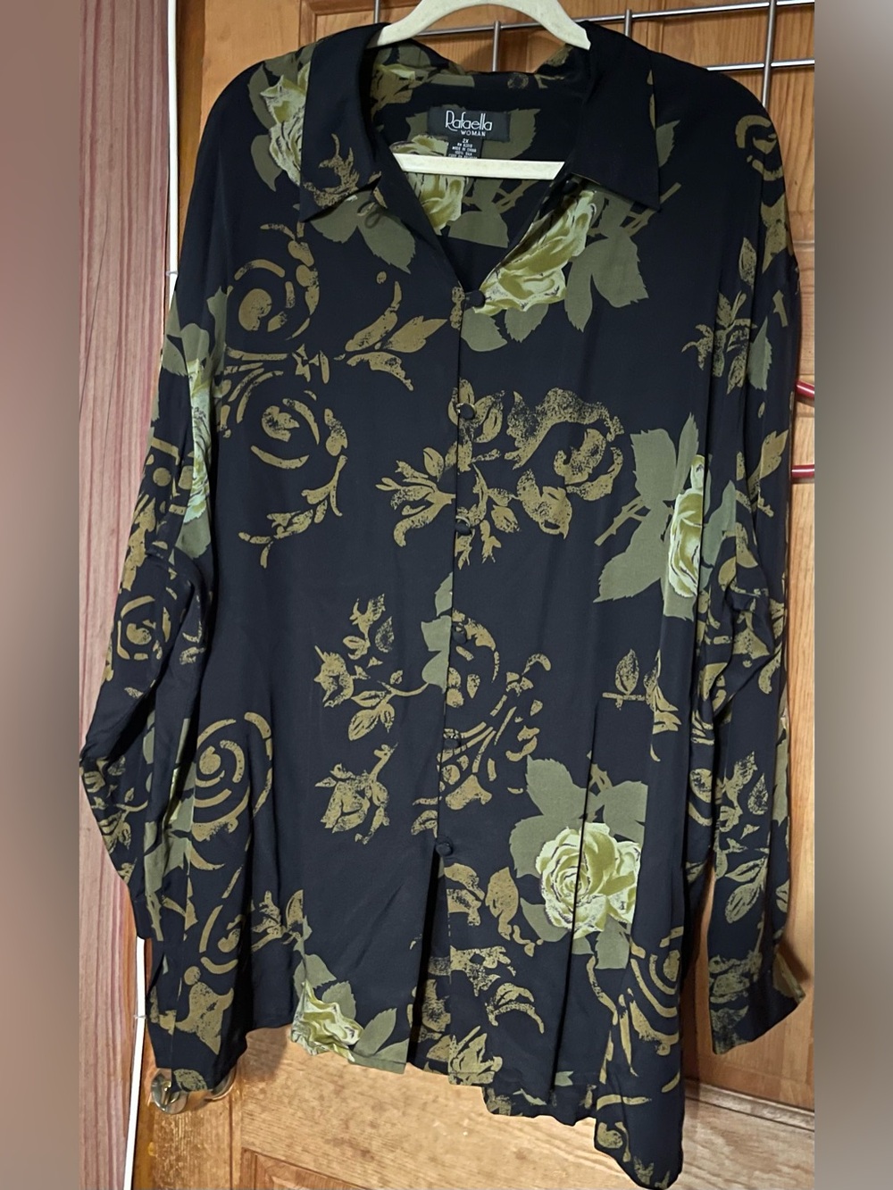 Vintage 90s Rafaella 100% Silk Moody Floral Button Blouse Shirt 2X